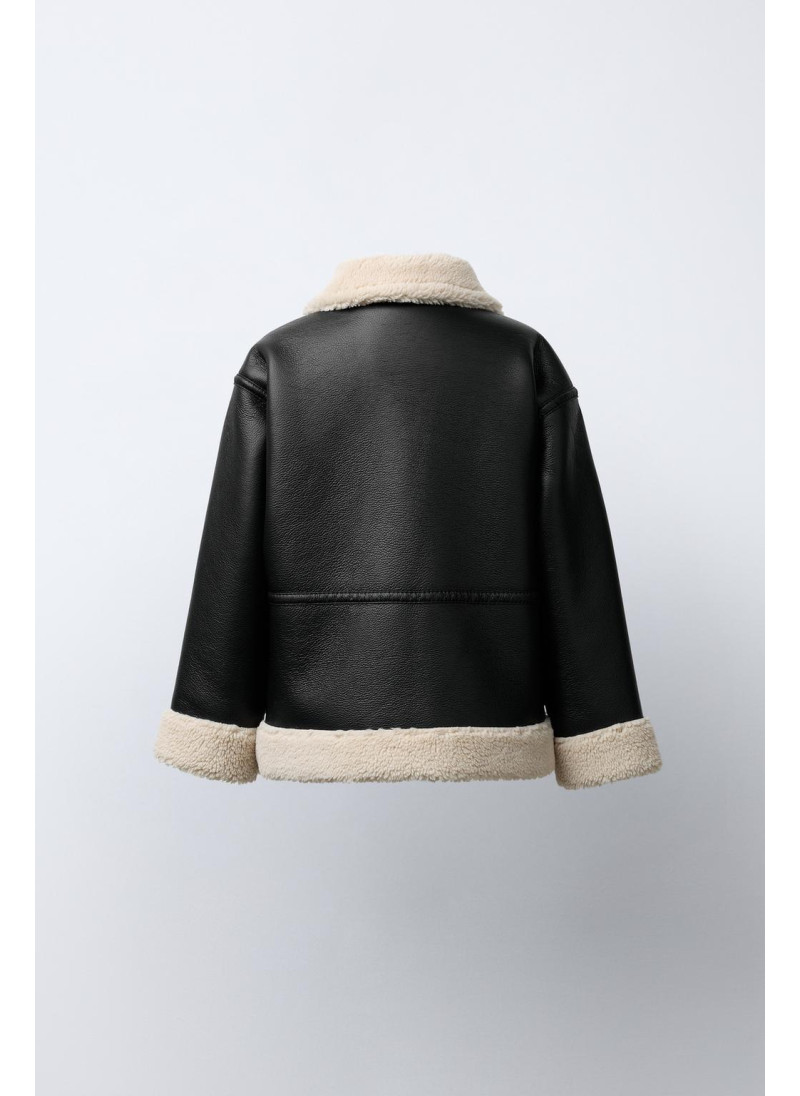 Полушерстяной куртка с эффектом кожи Полушерстяной куртка с эффектом кожи