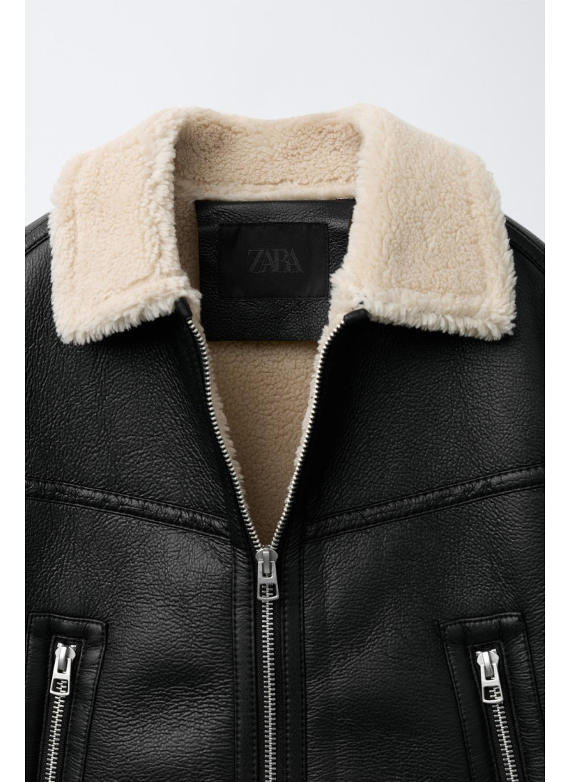 Полушерстяной куртка с эффектом кожи Полушерстяной куртка с эффектом кожи