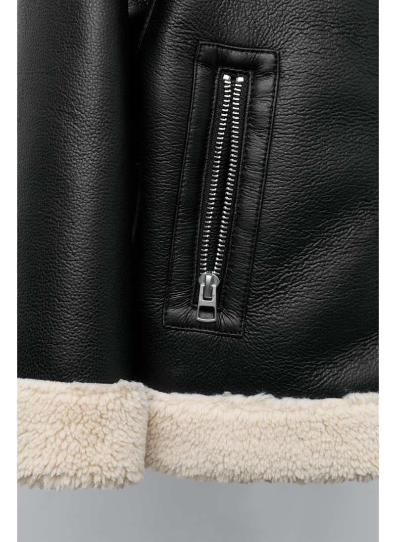 Полушерстяной куртка с эффектом кожи Полушерстяной куртка с эффектом кожи