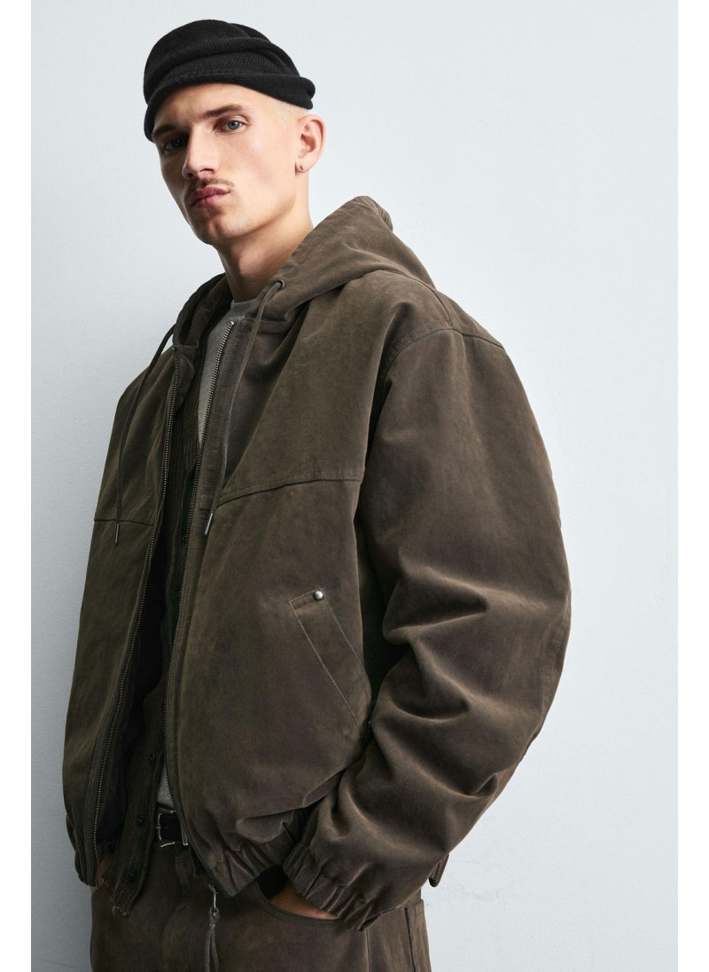 Пуховик с капюшоном из вельвета Пуховик с капюшоном из вельвета