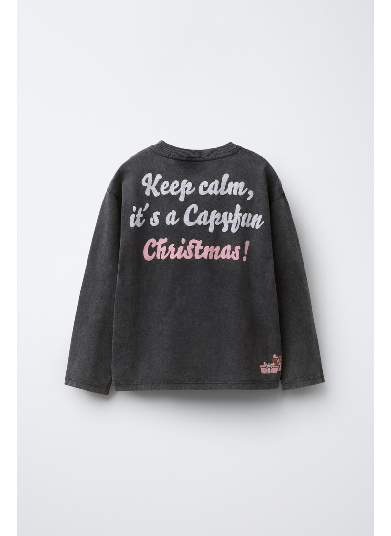 Футболка с длинным рукавом в стиле faded-effect capybara capyfun © Футболка с длинным рукавом в стиле faded-effect capybara capyfun ©