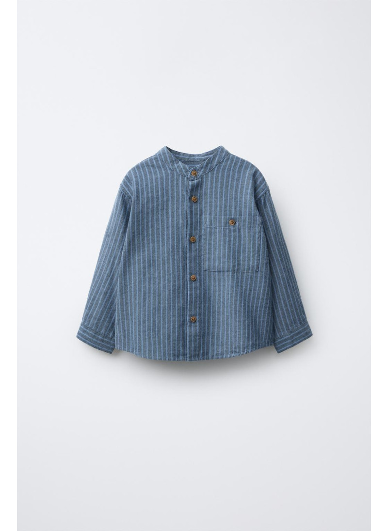 Рубашка с полосатым стойкой Рубашка с полосатым стойкой