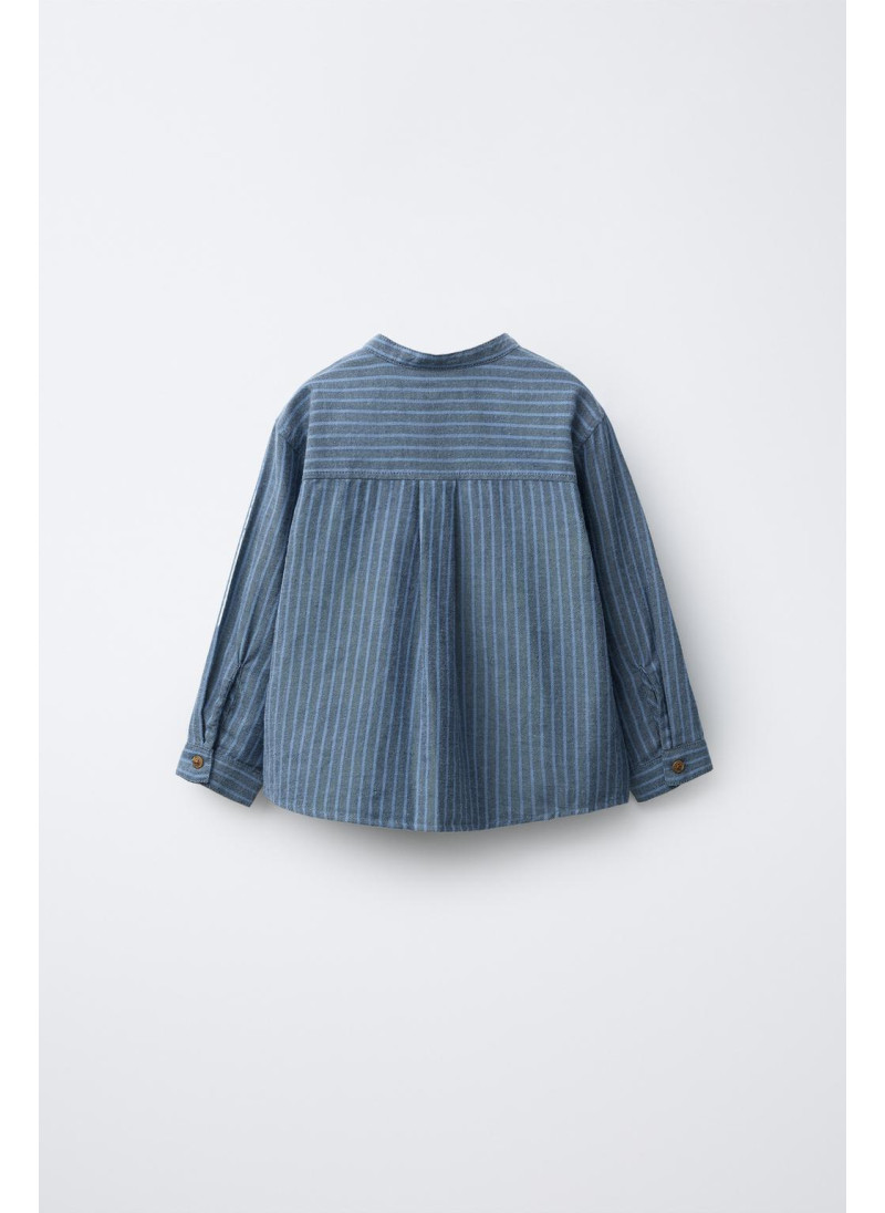 Рубашка с полосатым стойкой Рубашка с полосатым стойкой