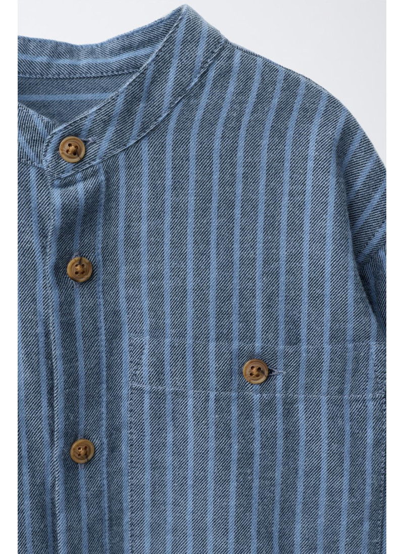 Рубашка с полосатым стойкой Рубашка с полосатым стойкой