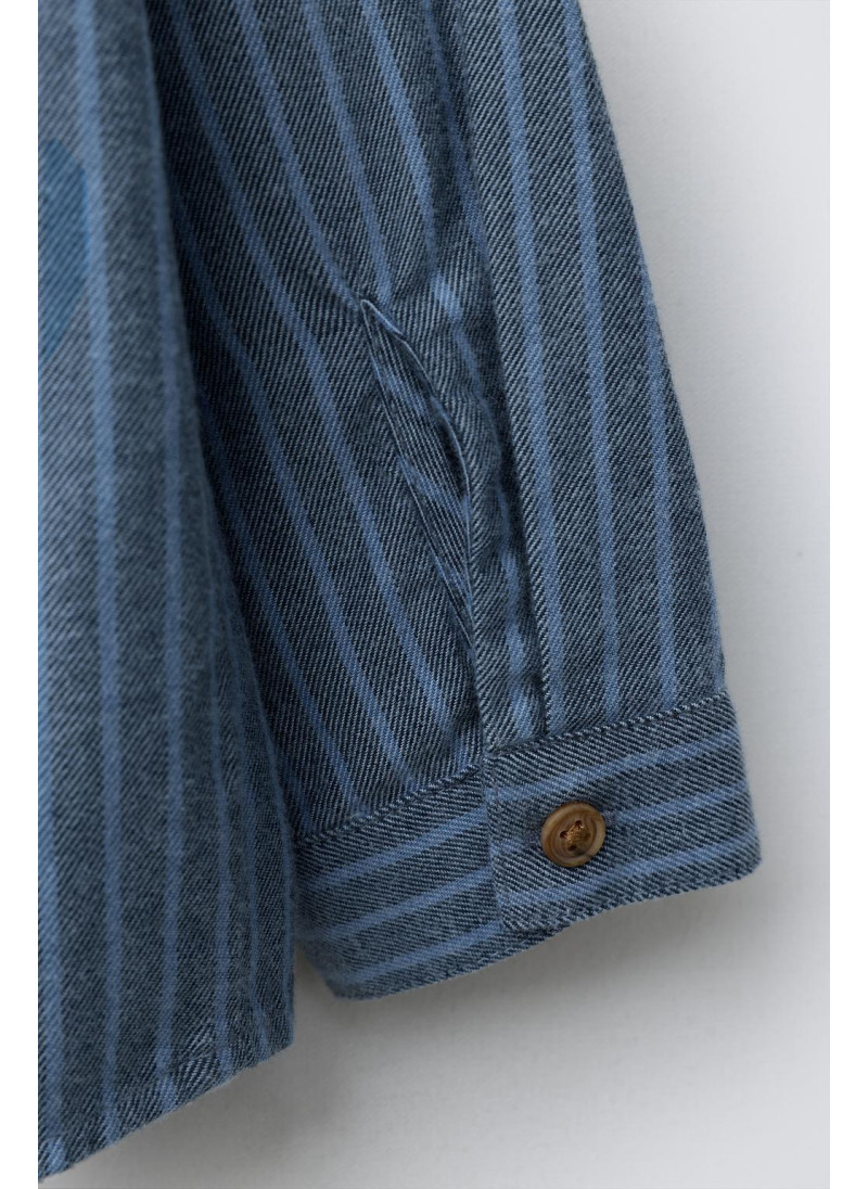 Рубашка с полосатым стойкой Рубашка с полосатым стойкой