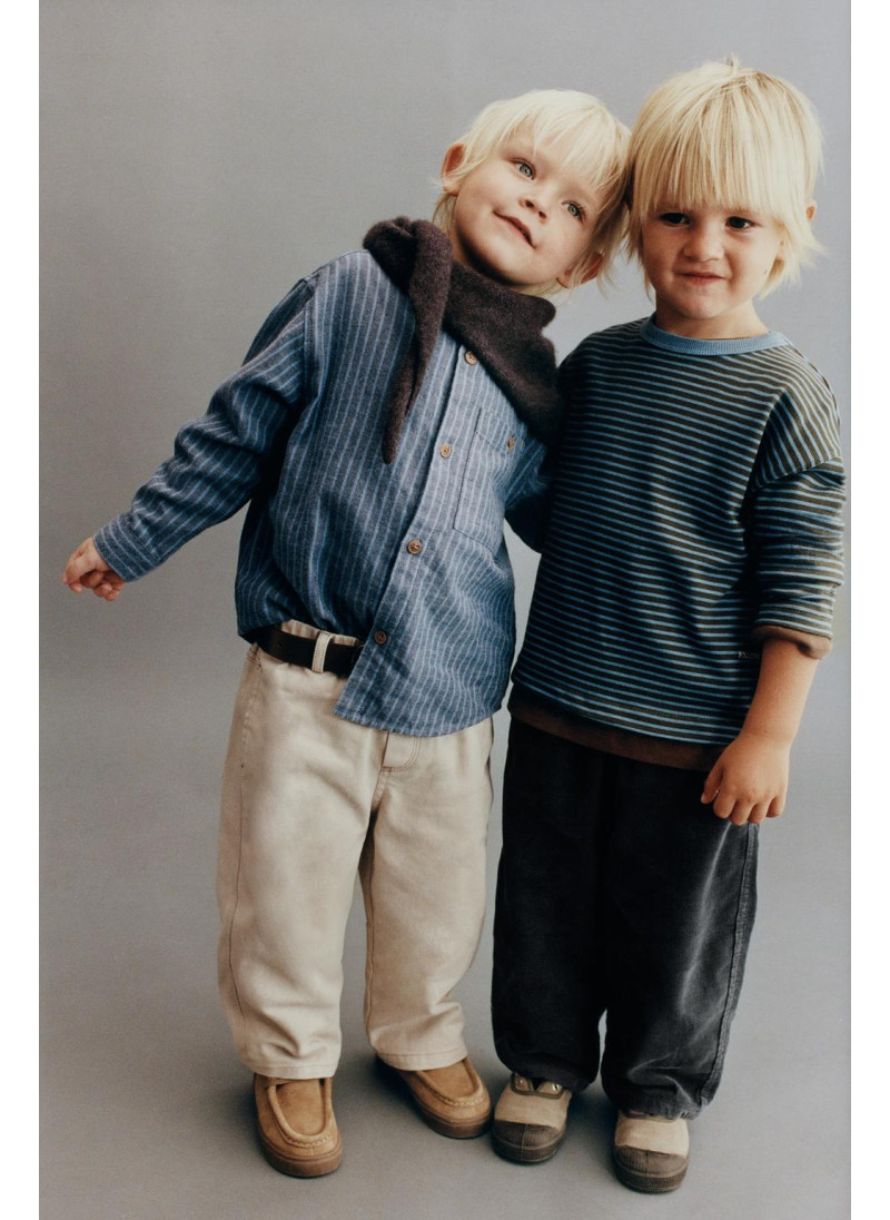 Рубашка с полосатым стойкой Рубашка с полосатым стойкой