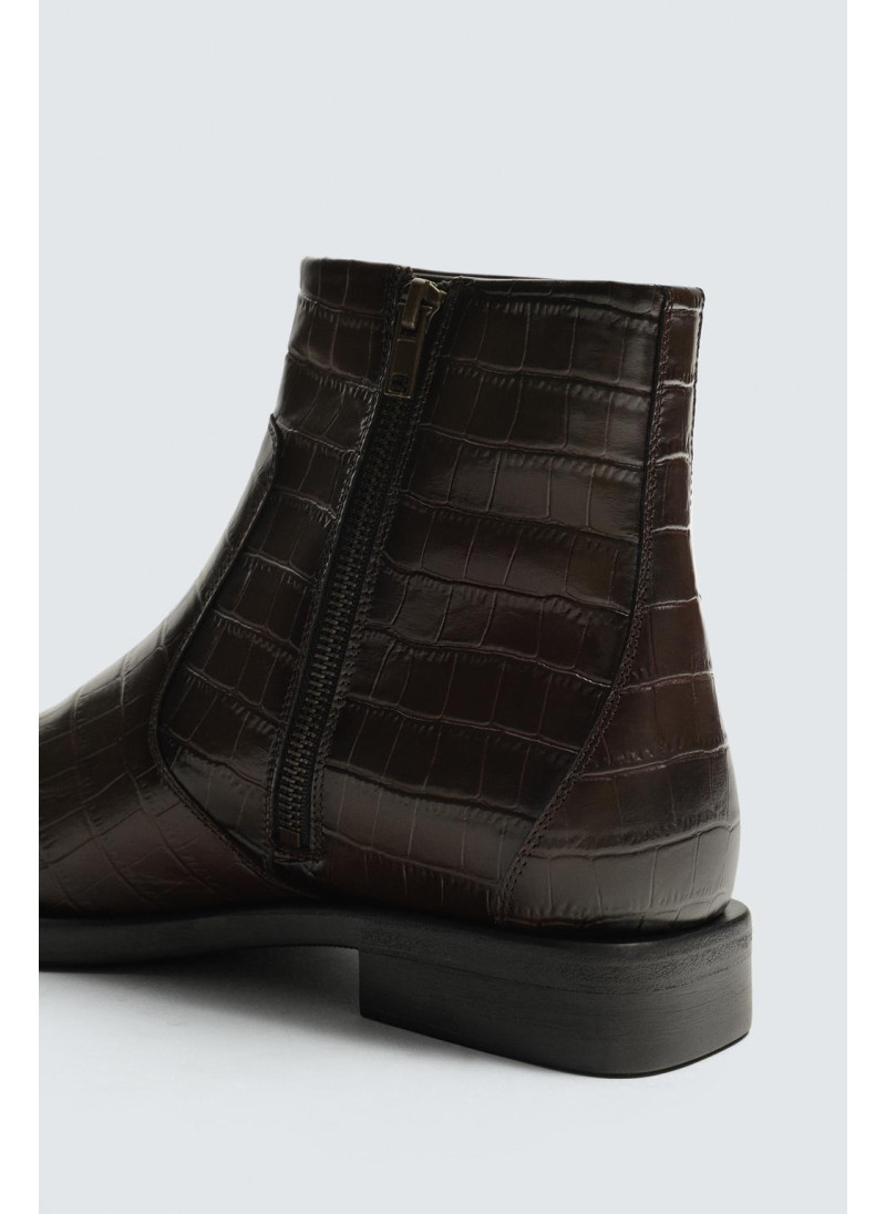 КОЖАНЫЕ САПОГИ С ТИСНЕНИЕМ ПОД КОЖУ КРОКОДИЛА КОЖАНЫЕ САПОГИ С ТИСНЕНИЕМ ПОД КОЖУ КРОКОДИЛА