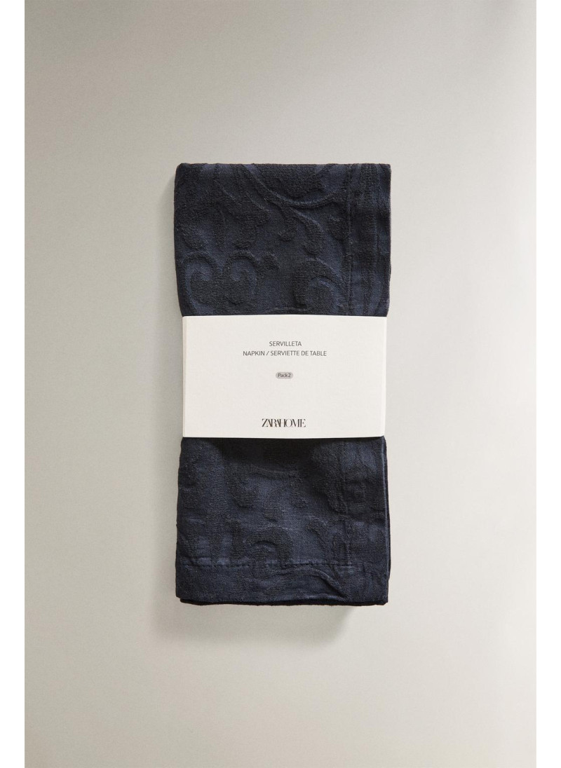 Набор из двух хлопковых салфеток с цветочным жаккардовым узором Набор из двух хлопковых салфеток с цветочным жаккардовым узором