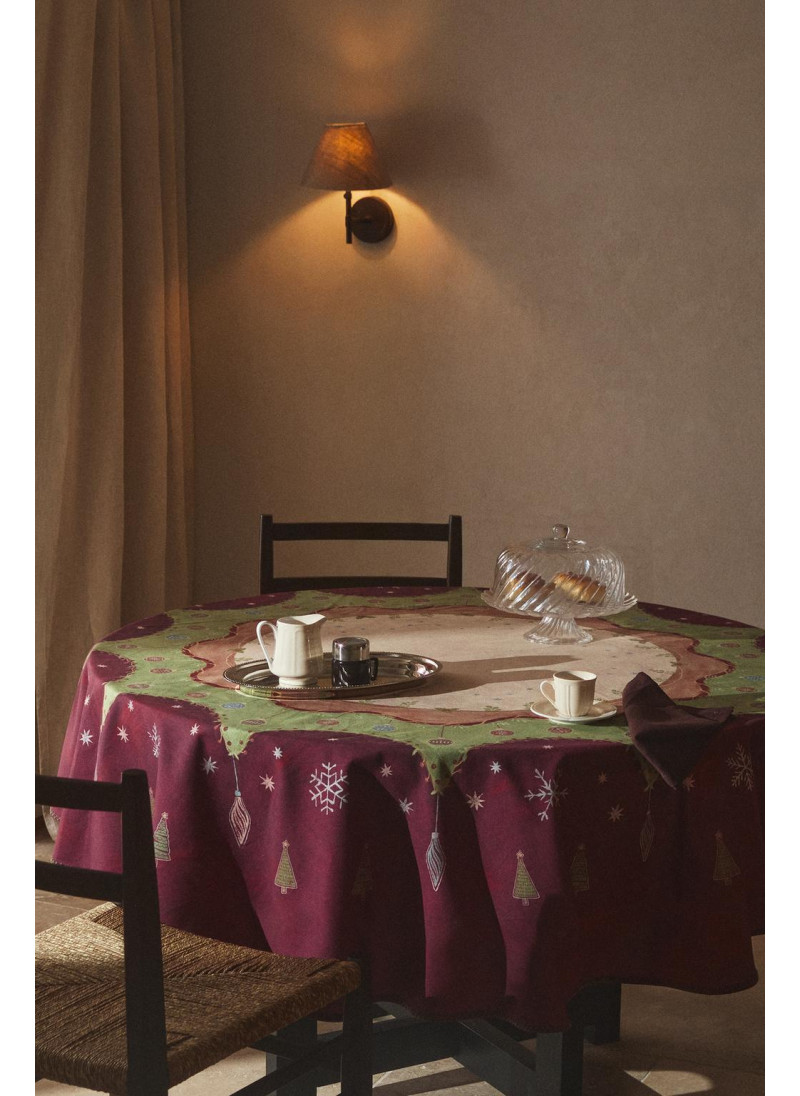 Хлопковый скатерть с новогодним принтом Хлопковый скатерть с новогодним принтом
