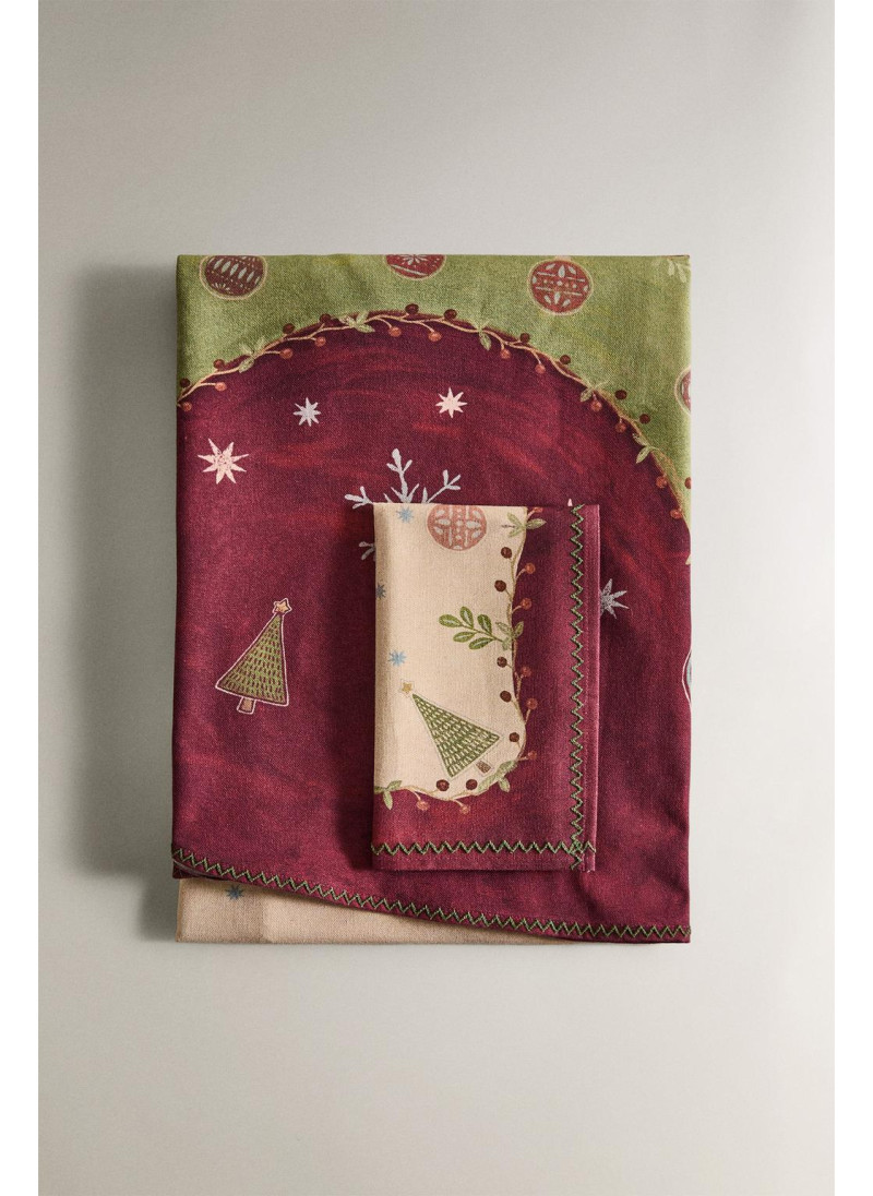 Хлопковый скатерть с новогодним принтом Хлопковый скатерть с новогодним принтом