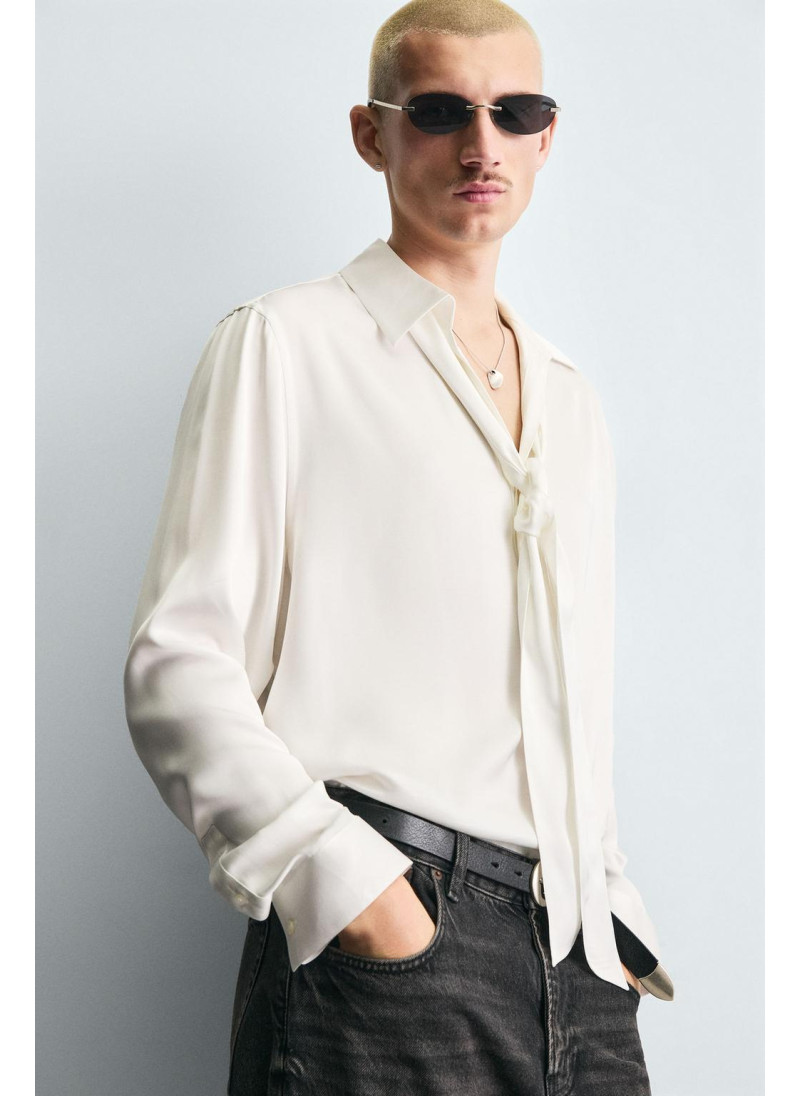 Рубашка с завязкой из вискозы Рубашка с завязкой из вискозы