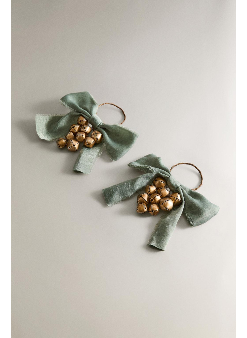 Набор рождественских кольцев для салфеток с колокольчиками (набор из 2 шт.) Набор рождественских кольцев для салфеток с колокольчиками (набор из 2 шт.)