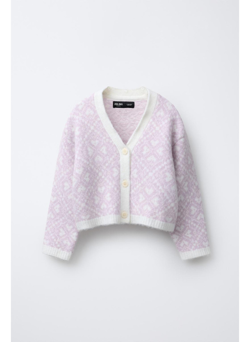 Кардиган с жаккардовым узором с отстёгивающимся воротником из искусственного меха - коллекция лыжной моды Кардиган с жаккардовым узором с отстёгивающимся воротником из искусственного меха - коллекция лыжной моды