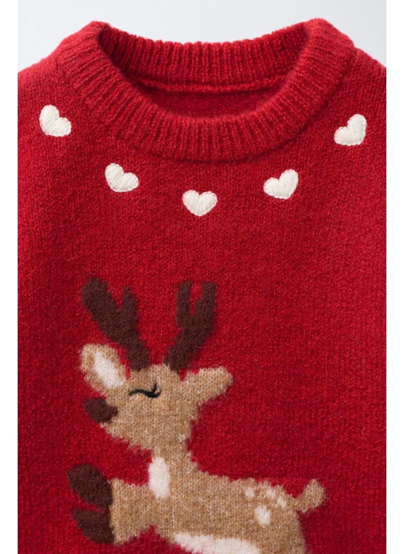 Вязанный свитер с принтом оленя Вязанный свитер с принтом оленя