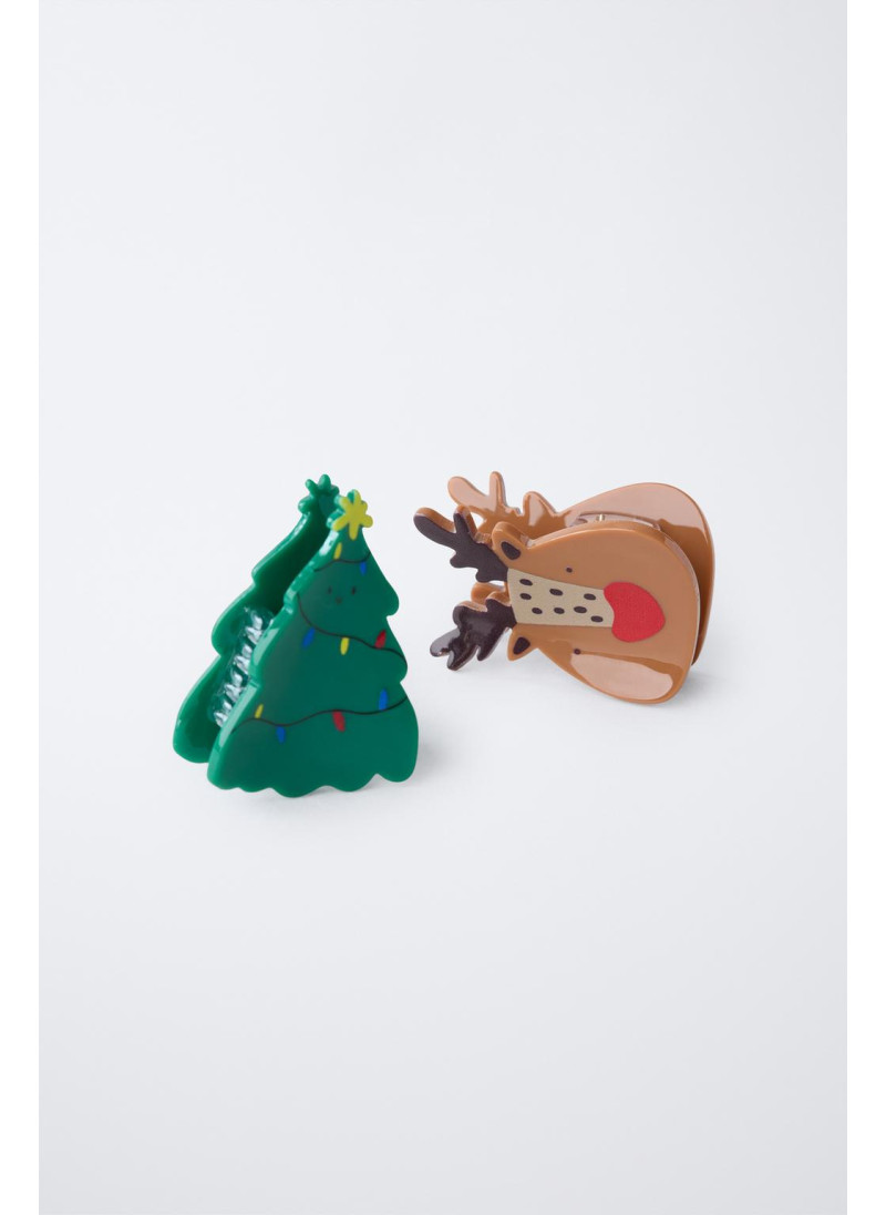Набор из двух зажимов в виде елочки и оленя Набор из двух зажимов в виде елочки и оленя