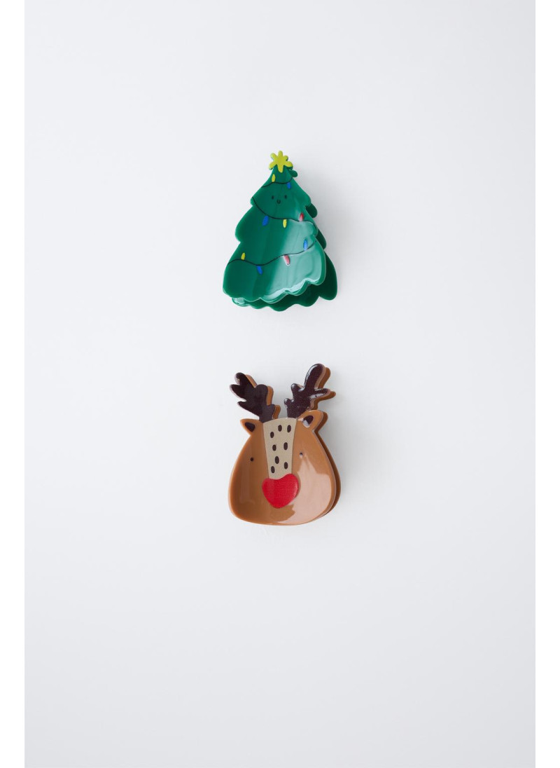 Набор из двух зажимов в виде елочки и оленя Набор из двух зажимов в виде елочки и оленя