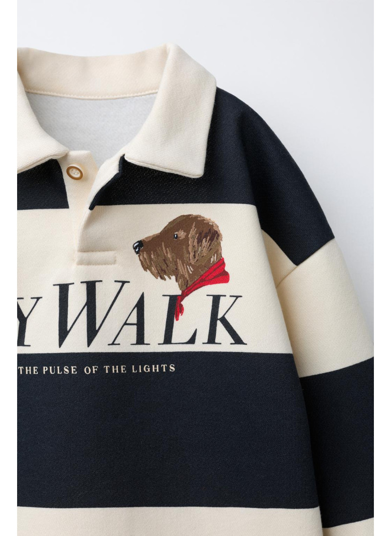 Поло в полоску с принтом собаки Поло в полоску с принтом собаки