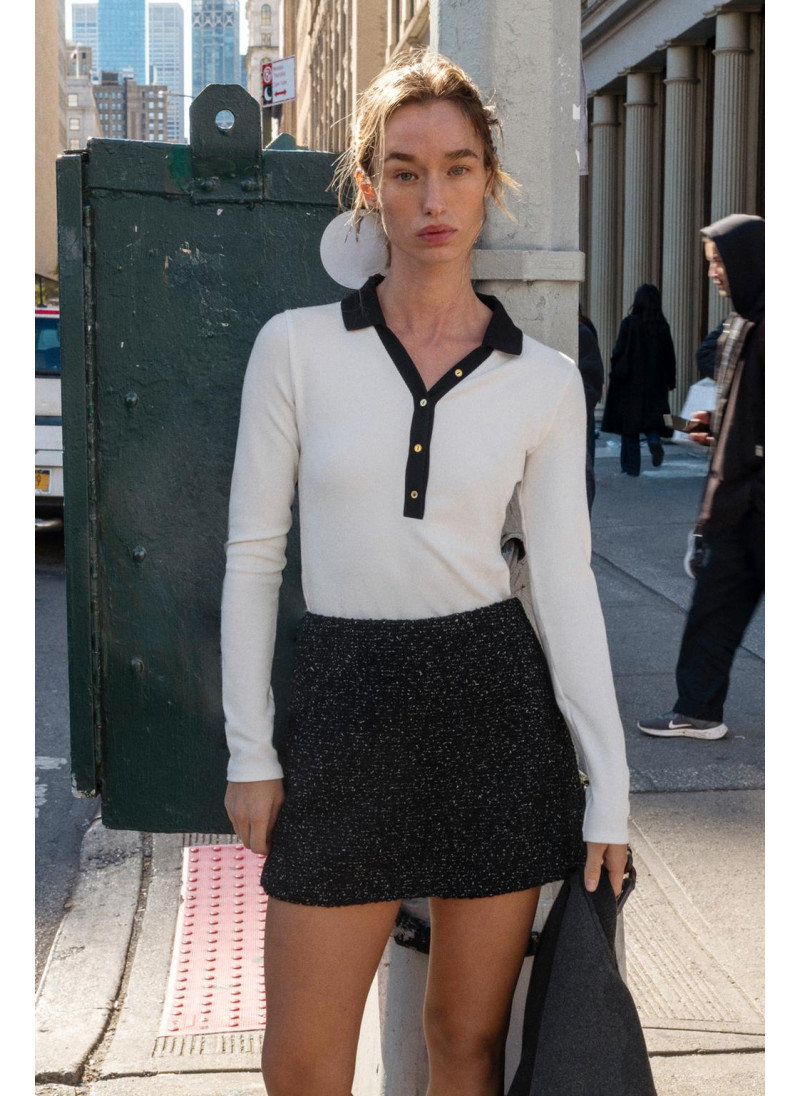 Поло с контрастным воротником из интерлока Поло с контрастным воротником из интерлока