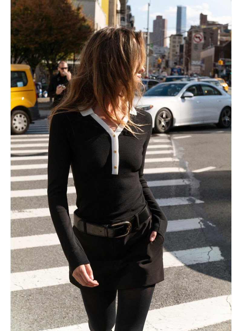 Поло с контрастным воротником из интерлока Поло с контрастным воротником из интерлока