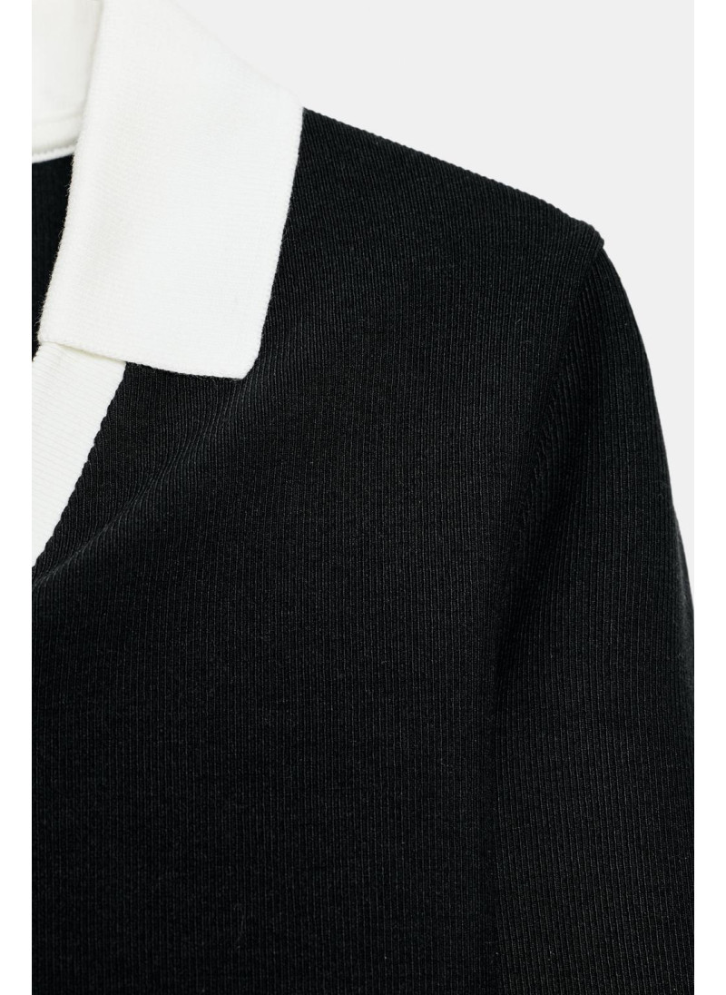 Поло с контрастным воротником из интерлока Поло с контрастным воротником из интерлока