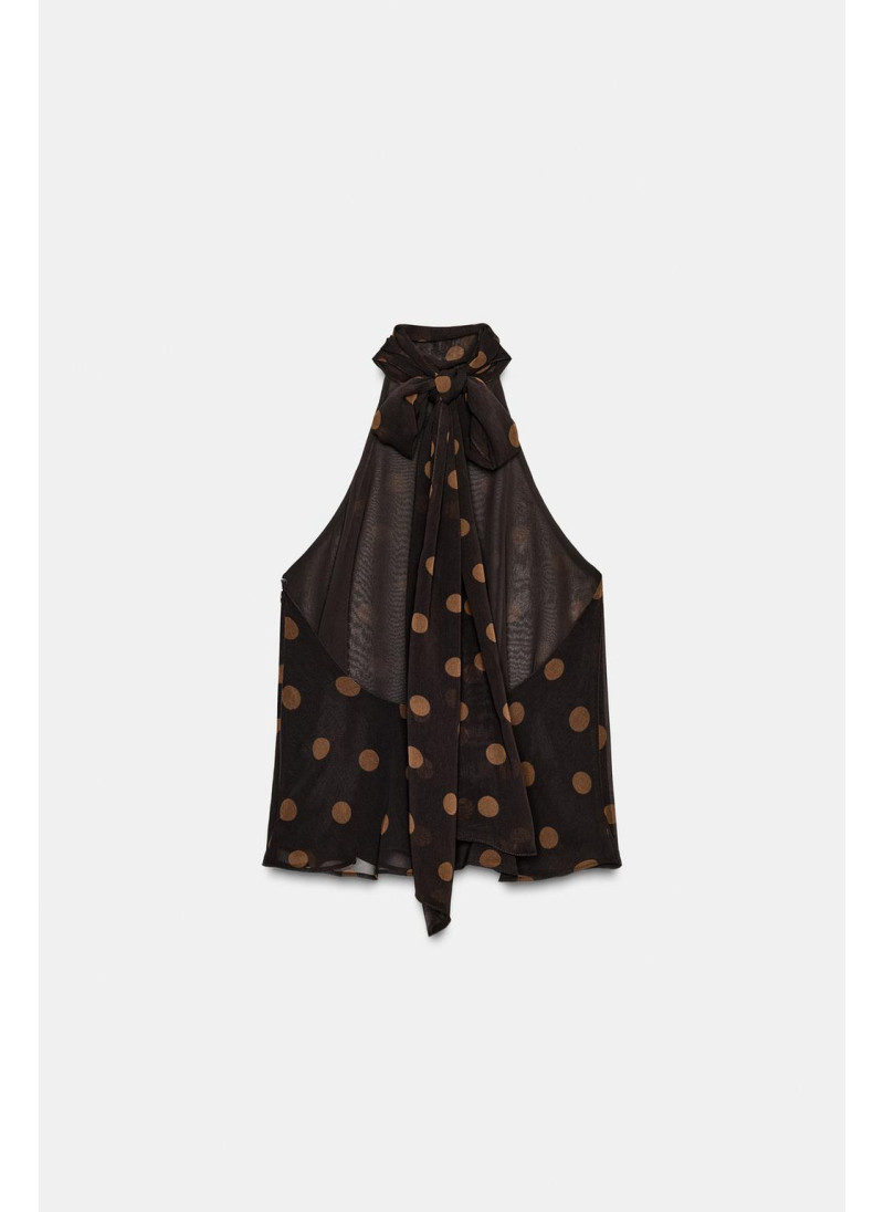 ТОП ИЗ ЖОРЖЕТА С ГОРЛОВИНОЙ ХАЛТЕР В ГОРОШЕК ТОП ИЗ ЖОРЖЕТА С ГОРЛОВИНОЙ ХАЛТЕР В ГОРОШЕК