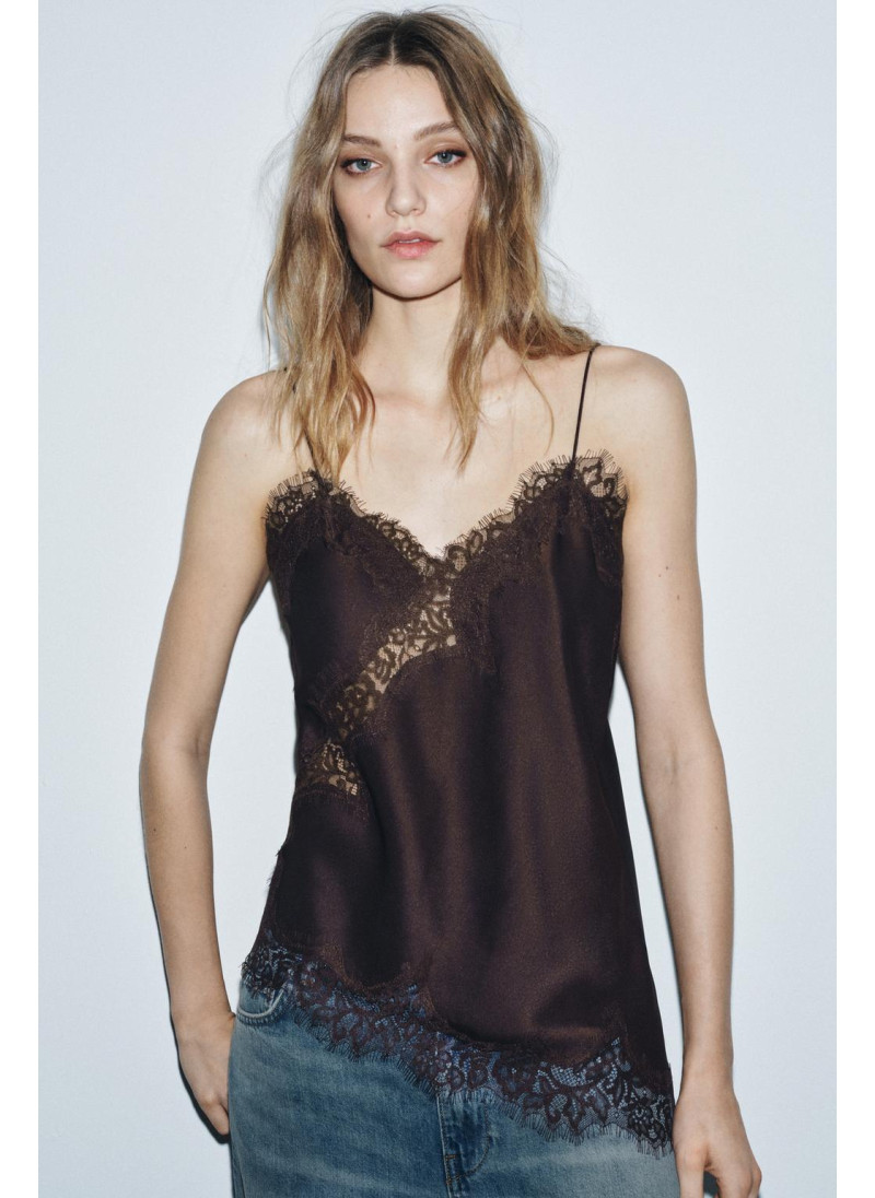 Топ-камисоль с кружевной отделкой zw collection Топ-камисоль с кружевной отделкой zw collection