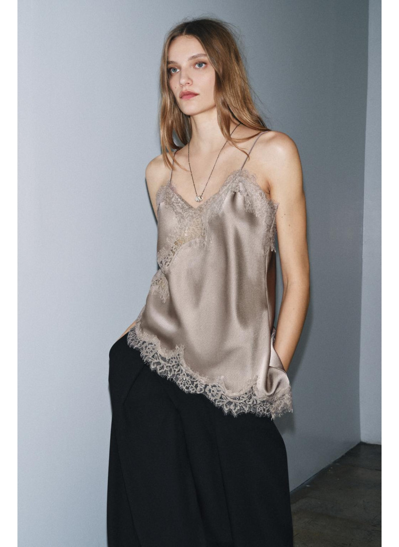Топ-камисоль с кружевной отделкой zw collection Топ-камисоль с кружевной отделкой zw collection