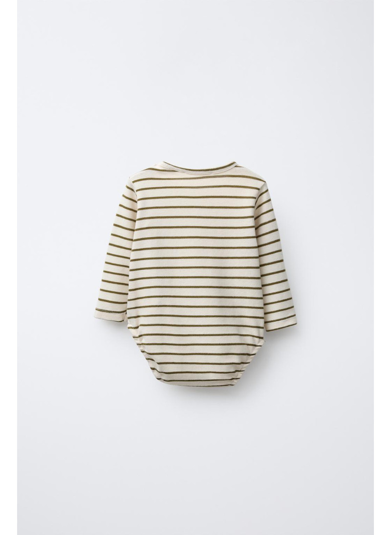 Комбинезон в полоску с вышитым оленем Комбинезон в полоску с вышитым оленем