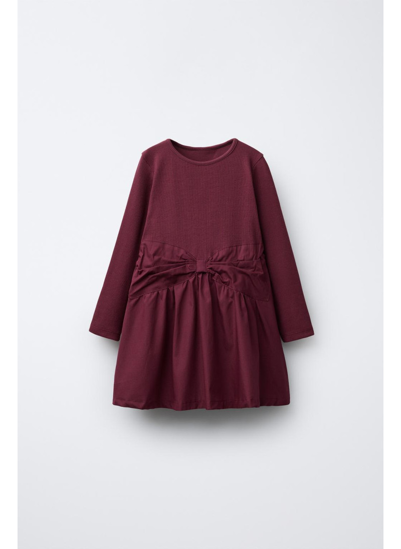 КОМБИНИРОВАННОЕ ПЛАТЬЕ В РУБЧИК С БАНТОМ КОМБИНИРОВАННОЕ ПЛАТЬЕ В РУБЧИК С БАНТОМ