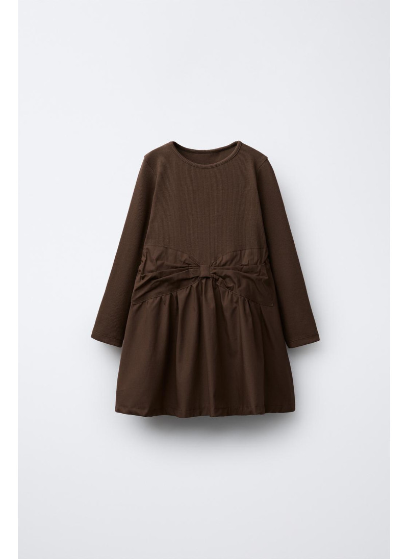 КОМБИНИРОВАННОЕ ПЛАТЬЕ В РУБЧИК С БАНТОМ КОМБИНИРОВАННОЕ ПЛАТЬЕ В РУБЧИК С БАНТОМ