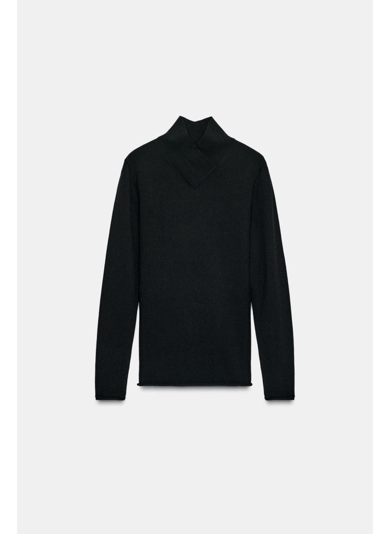 СВИТЕР ИЗ ШЕРСТИ С ВЫСОКИМ ВОРОТНИКОМ НАЗАПАХ СВИТЕР ИЗ ШЕРСТИ С ВЫСОКИМ ВОРОТНИКОМ НАЗАПАХ