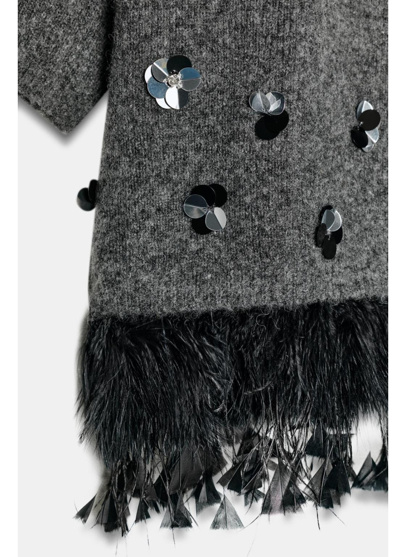 СВИТЕР ИЗ ШЕРСТИ С ПАЙЕТКАМИ И ПЕРЬЯМИ СВИТЕР ИЗ ШЕРСТИ С ПАЙЕТКАМИ И ПЕРЬЯМИ