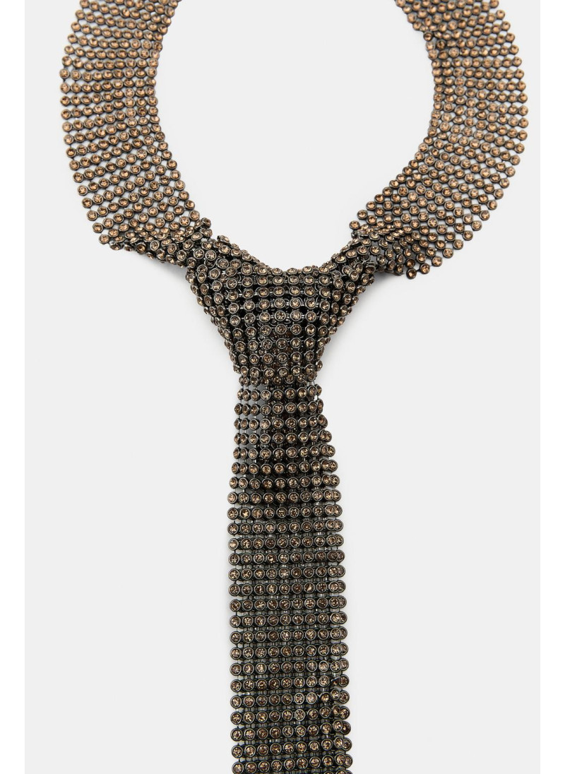 МЕТАЛЛИЧЕСКОЕ ОЖЕРЕЛЬЕ-ГАЛСТУК СО СТРАЗАМИ МЕТАЛЛИЧЕСКОЕ ОЖЕРЕЛЬЕ-ГАЛСТУК СО СТРАЗАМИ