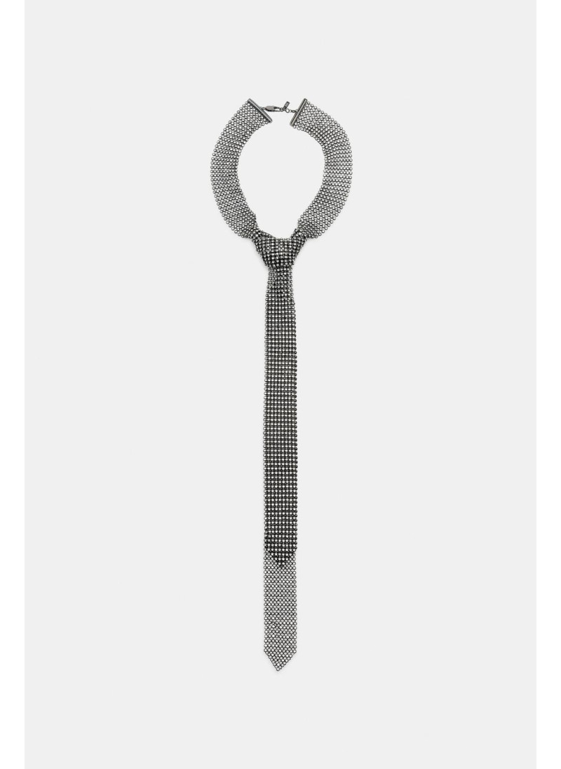 МЕТАЛЛИЧЕСКОЕ ОЖЕРЕЛЬЕ-ГАЛСТУК СО СТРАЗАМИ МЕТАЛЛИЧЕСКОЕ ОЖЕРЕЛЬЕ-ГАЛСТУК СО СТРАЗАМИ