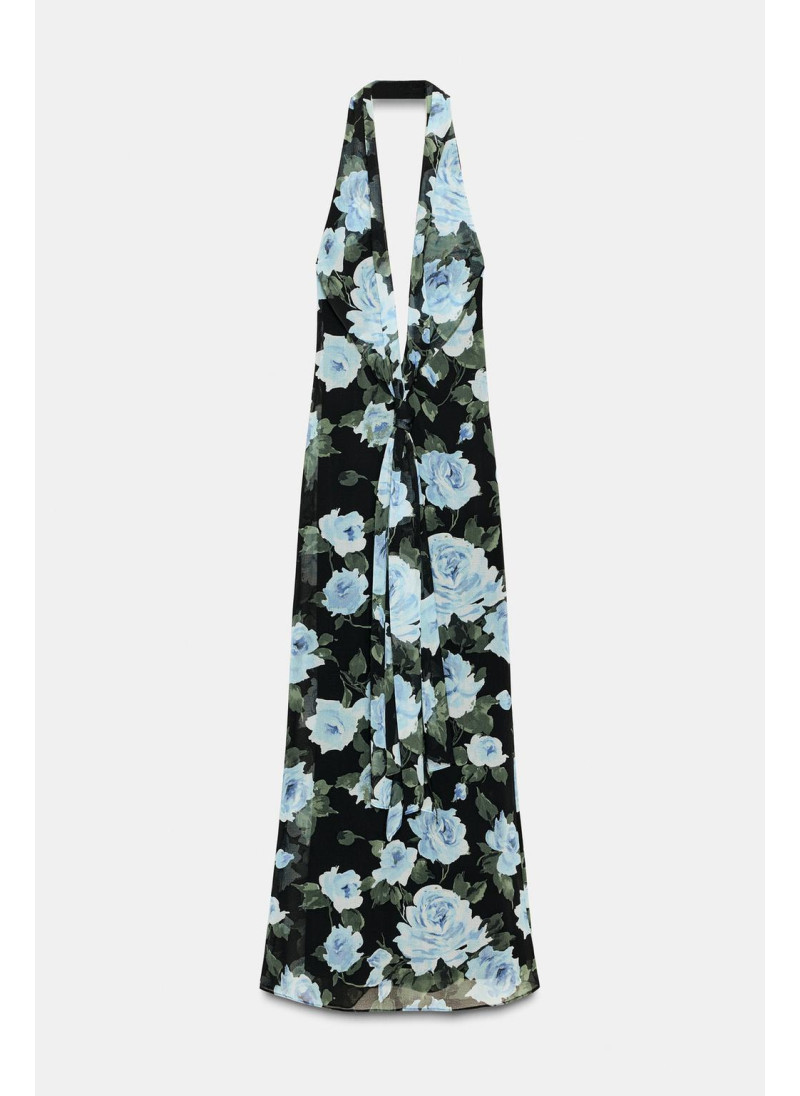ДЛИННОЕ ПЛАТЬЕ С УЗЛОМ И ЦВЕТОЧНЫМ ПРИНТОМ ДЛИННОЕ ПЛАТЬЕ С УЗЛОМ И ЦВЕТОЧНЫМ ПРИНТОМ