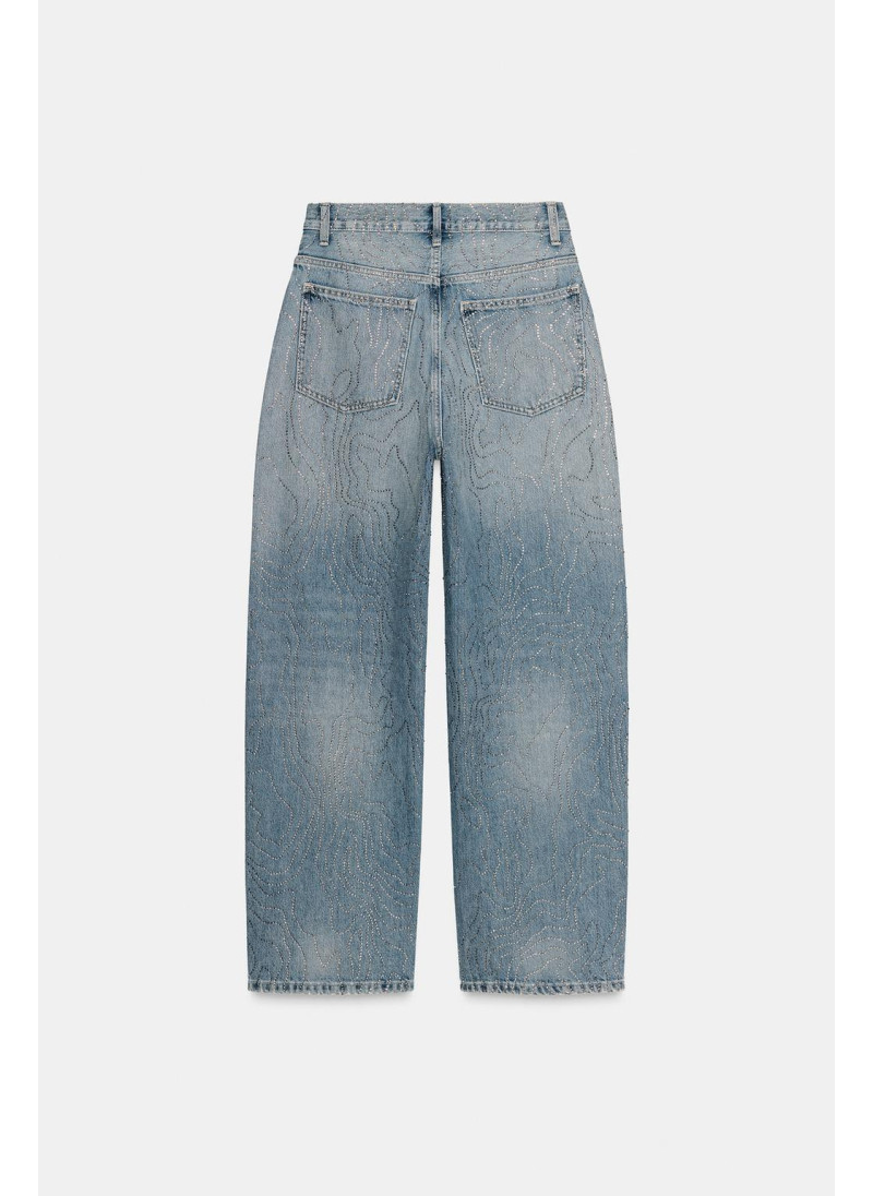 ДЖИНСЫ TRF ПРЯМОГО КРОЯ С ВЫСОКОЙ ПОСАДКОЙ И СТРАЗАМИ ДЖИНСЫ TRF ПРЯМОГО КРОЯ С ВЫСОКОЙ ПОСАДКОЙ И СТРАЗАМИ