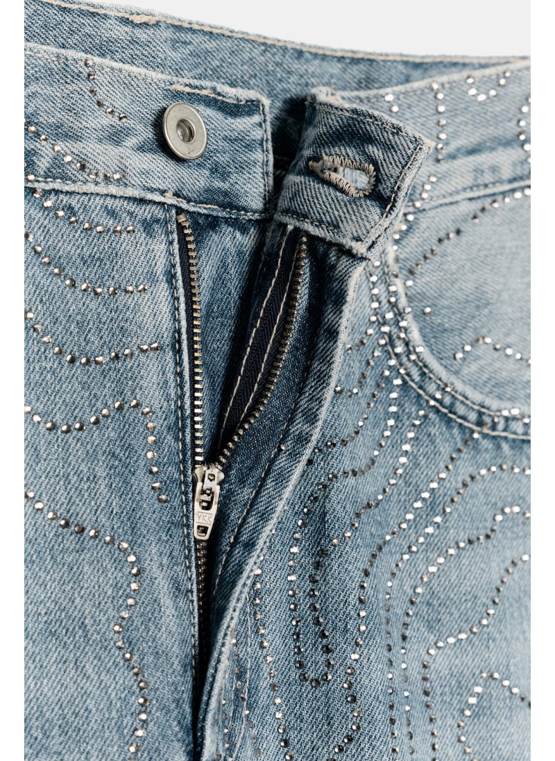 ДЖИНСЫ TRF ПРЯМОГО КРОЯ С ВЫСОКОЙ ПОСАДКОЙ И СТРАЗАМИ ДЖИНСЫ TRF ПРЯМОГО КРОЯ С ВЫСОКОЙ ПОСАДКОЙ И СТРАЗАМИ