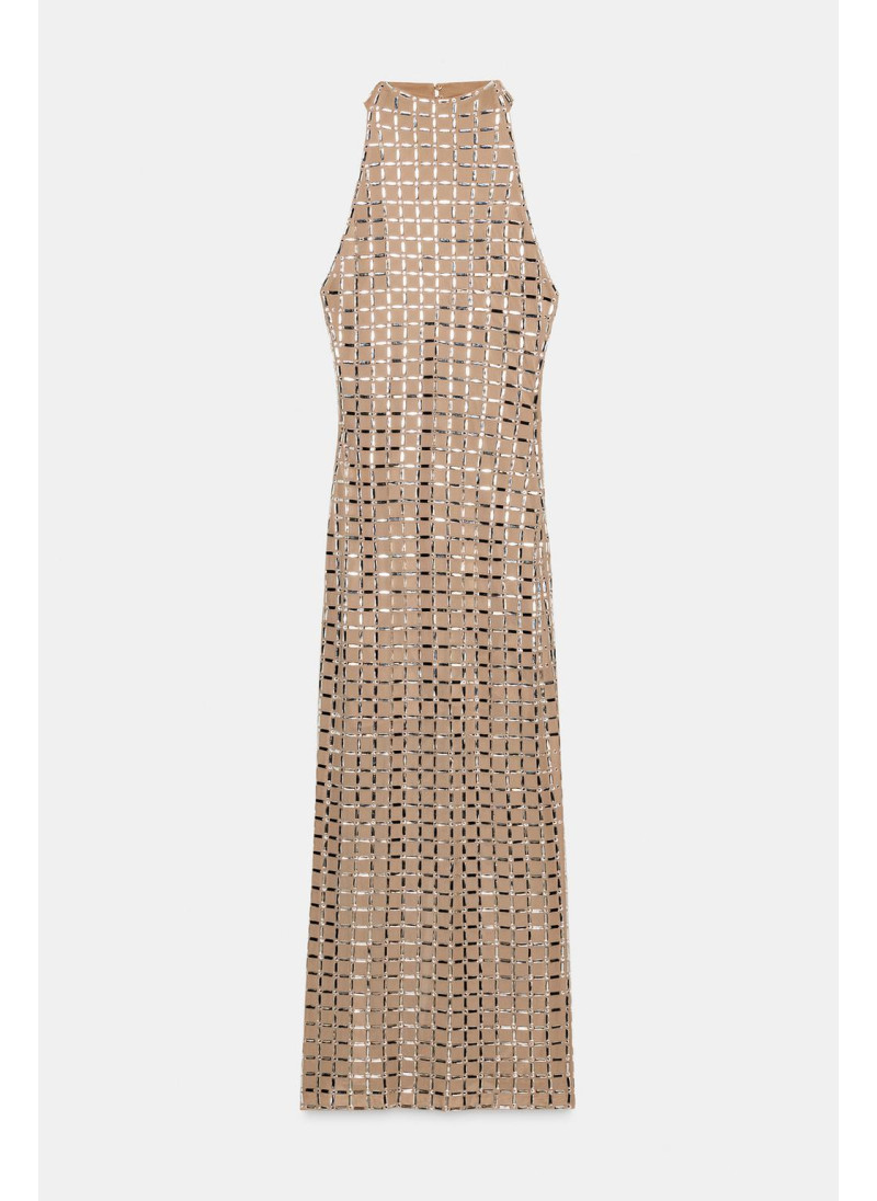 ПЛАТЬЕ МИДИ С ГОРЛОВИНОЙ ХАЛТЕР ИЗ СЕТКИ С БЛЕСТКАМИ ПЛАТЬЕ МИДИ С ГОРЛОВИНОЙ ХАЛТЕР ИЗ СЕТКИ С БЛЕСТКАМИ