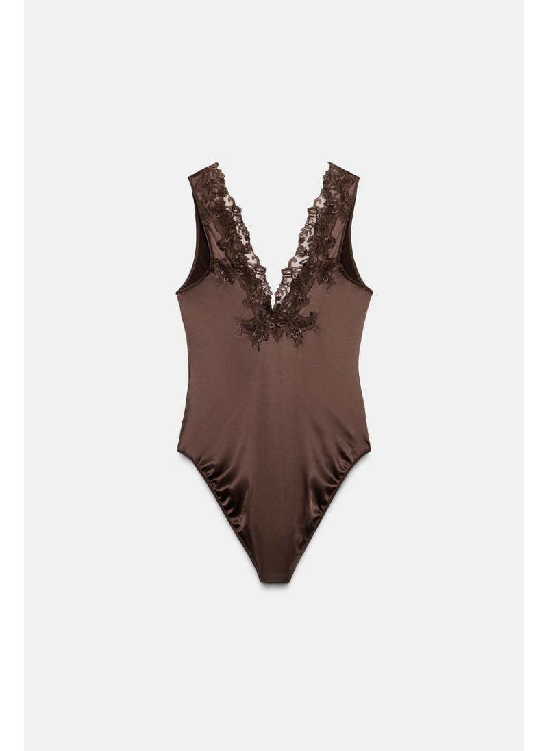 Боди из атласа zw collection с кружевными отделками Боди из атласа zw collection с кружевными отделками