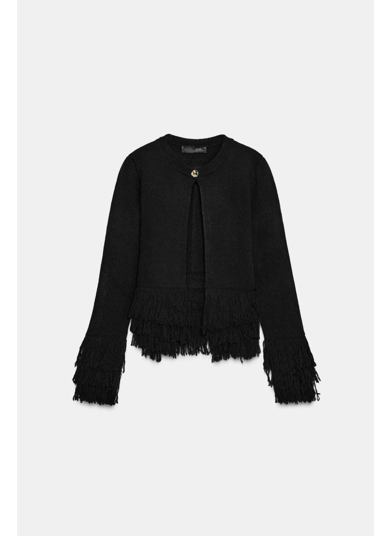 ВЯЗАНЫЙ КАРДИГАН С БАХРОМОЙ ВЯЗАНЫЙ КАРДИГАН С БАХРОМОЙ