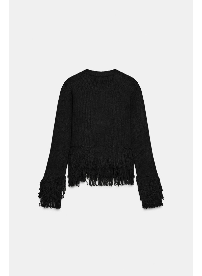 ВЯЗАНЫЙ КАРДИГАН С БАХРОМОЙ ВЯЗАНЫЙ КАРДИГАН С БАХРОМОЙ