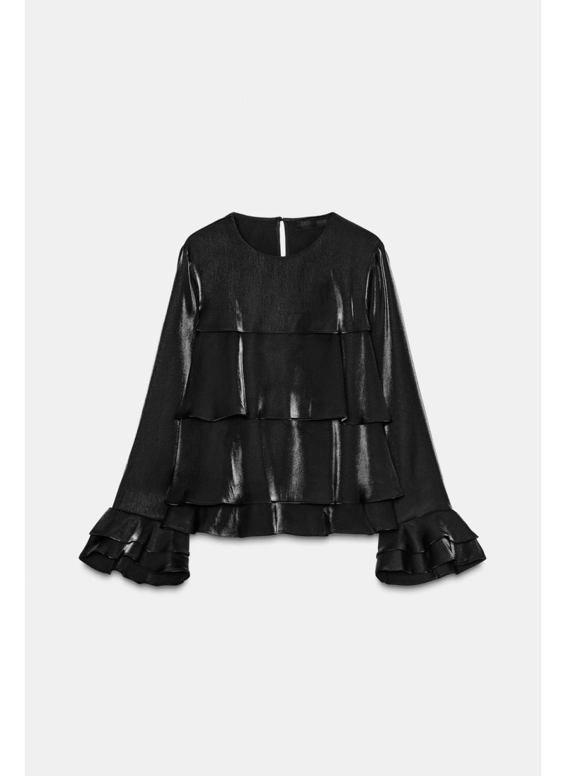Блузка из блестящей ткани с оборками Блузка из блестящей ткани с оборками
