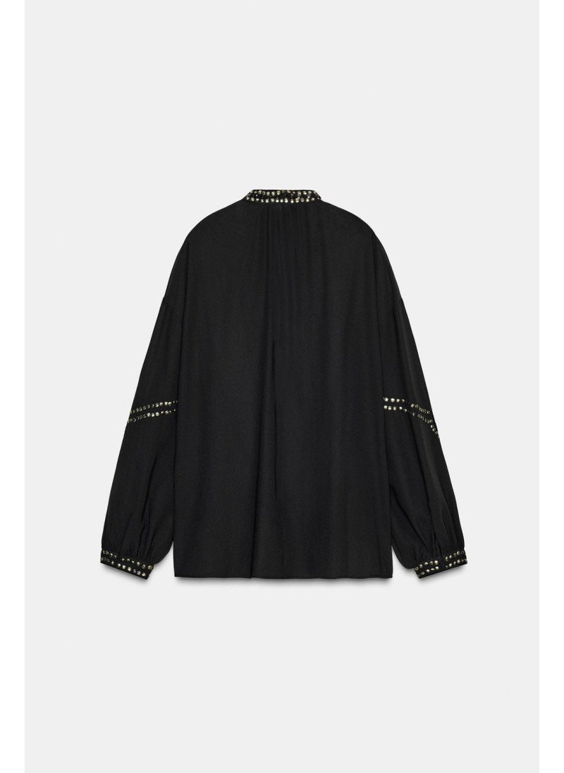 БЛУЗА ИЗ ПОЛУПРОЗРАЧНОЙ ТКАНИ С БУСИНАМИ БЛУЗА ИЗ ПОЛУПРОЗРАЧНОЙ ТКАНИ С БУСИНАМИ