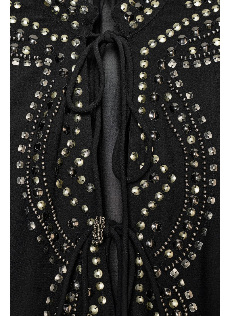 БЛУЗА ИЗ ПОЛУПРОЗРАЧНОЙ ТКАНИ С БУСИНАМИ БЛУЗА ИЗ ПОЛУПРОЗРАЧНОЙ ТКАНИ С БУСИНАМИ