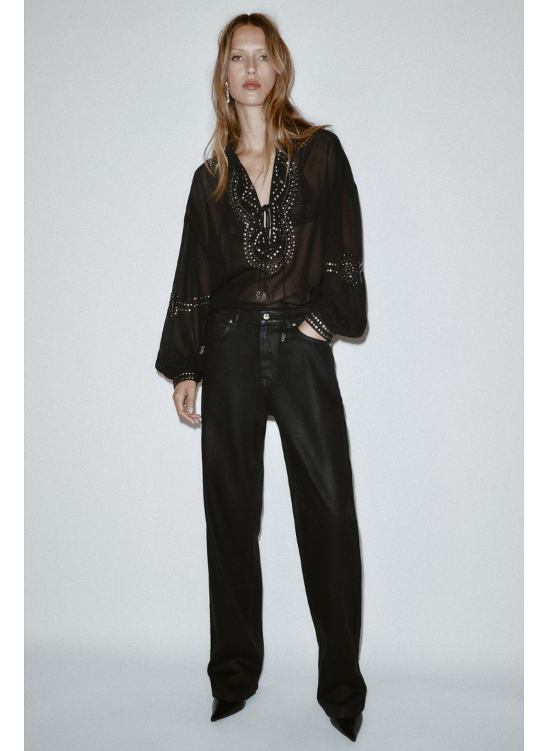 БЛУЗА ИЗ ПОЛУПРОЗРАЧНОЙ ТК�...