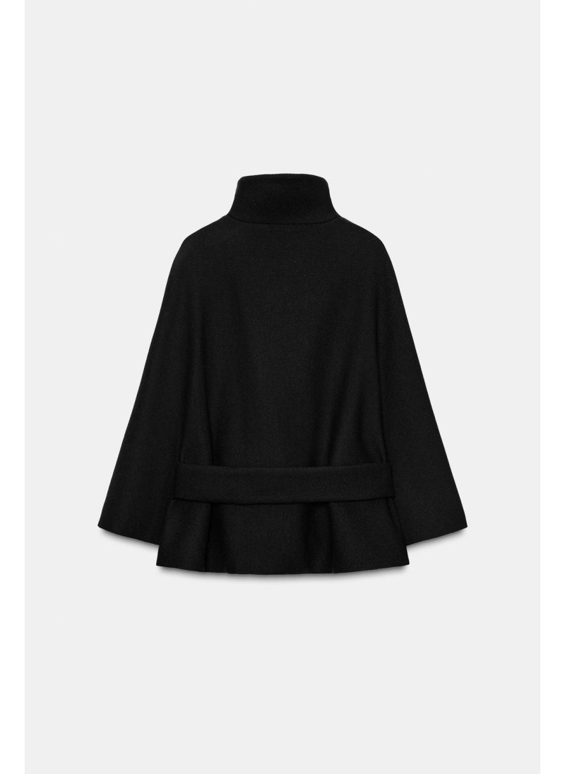 КОРОТКОЕ ПАЛЬТО-НАКИДКА С ПОЯСОМ ИЗ ШЕРСТИ КОРОТКОЕ ПАЛЬТО-НАКИДКА С ПОЯСОМ ИЗ ШЕРСТИ