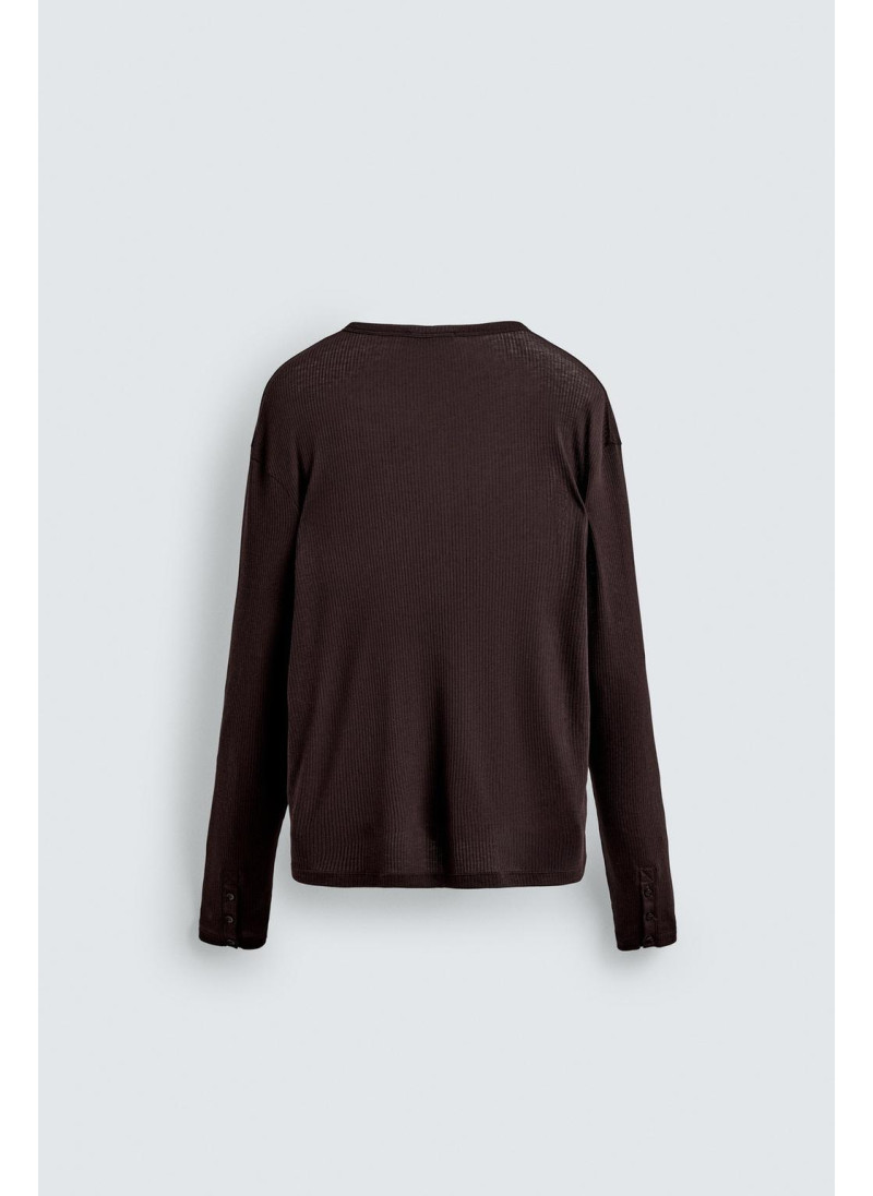 Футболка с воротником henley из лиоцелла и хлопка Футболка с воротником henley из лиоцелла и хлопка