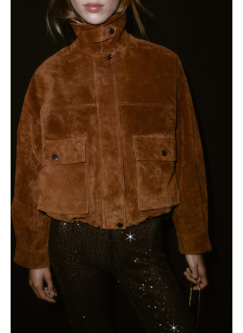 Кожаная куртка-бомбер из 100% кожи Кожаная куртка-бомбер из 100% кожи