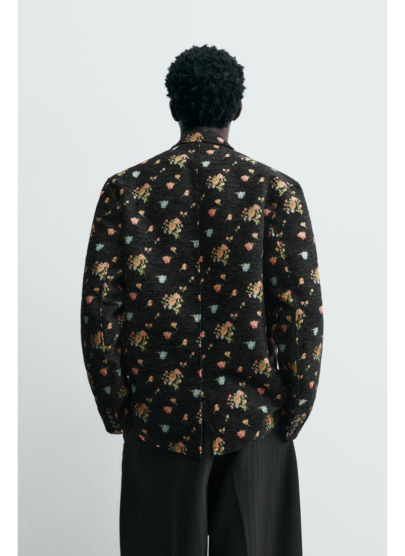 Модный жакет с цветочным жаккардовым узором Модный жакет с цветочным жаккардовым узором