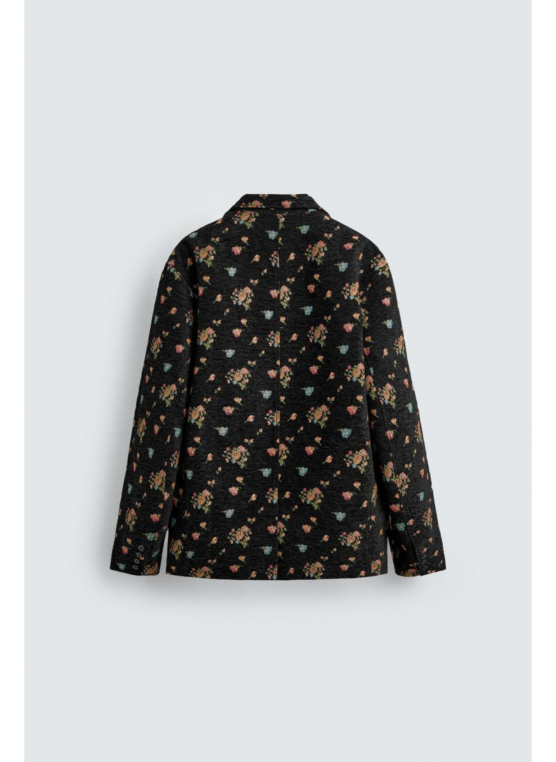 Модный жакет с цветочным жаккардовым узором Модный жакет с цветочным жаккардовым узором
